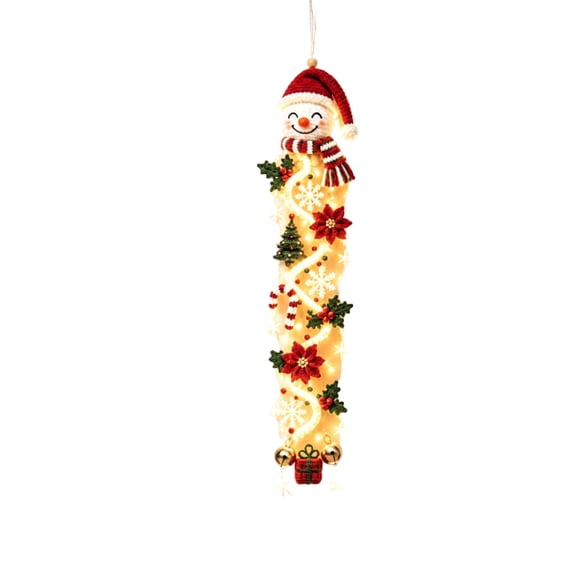 Christmas Glowing Door Hanger Decoration, 6 Festive Designs with Warm Glow Christmas Door Hanging with Warm Lights,Vertical Entryway Decor for Front Door Side