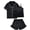 Black, variant on Girls Silk Pajama Sets 3pcs Button Down Kids Satin Pjs set Short Sleeve Sleepwear 6-13 Years
