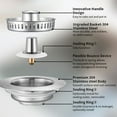 thumbnail image 6 of 3-in-1 Kitchen Sink Strainer and Food Catcher that Keeps Your Drain Clog,Stainless Steel Metal Pop-up Sink Plug For US Standard 3 1/2 inch Drain,1PCS, 6 of 8
