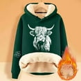 thumbnail image 2 of Womens Cozy Hoodies Thick Long Sleeve Highland Cattle Print Hooded Sweatshirt Fall Fashion Pullover Sweaters Winter Clothes, 2 of 4
