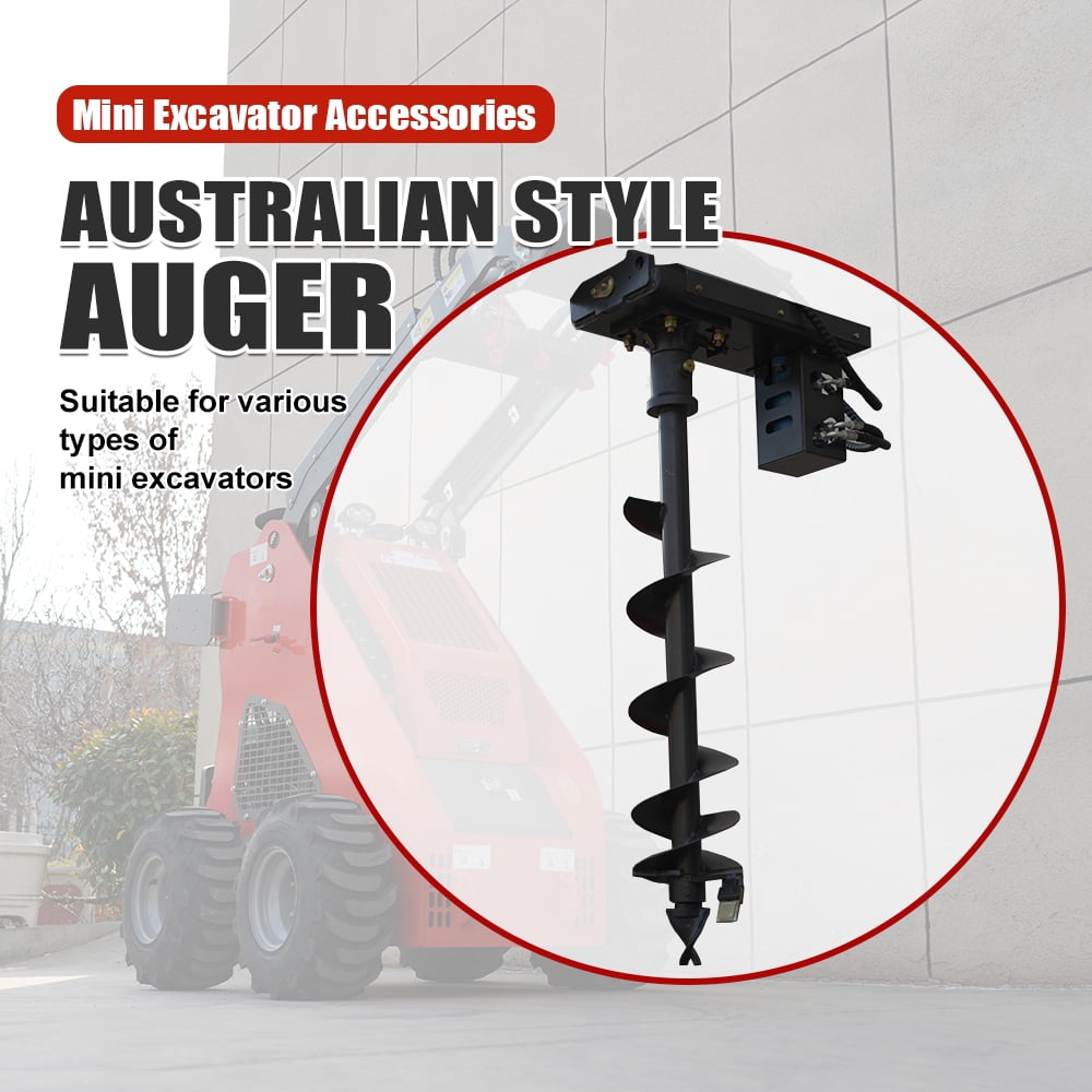 HUAYEE Mini Skid Steer Loader Auger Accessories With 7.87in/20cm & 11.81in/30cm. Dia. Drill, Heavy Duty Drill Bit Attachment, USA Stock, Mount: Length: 23.1in, Height:8.54in, Pin Distance:14.17in