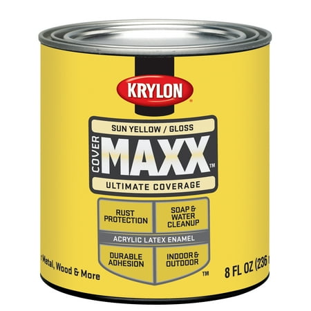 Krylon COLORmaxx Brush On, Gloss, Sun Yellow, 1/2 Pint