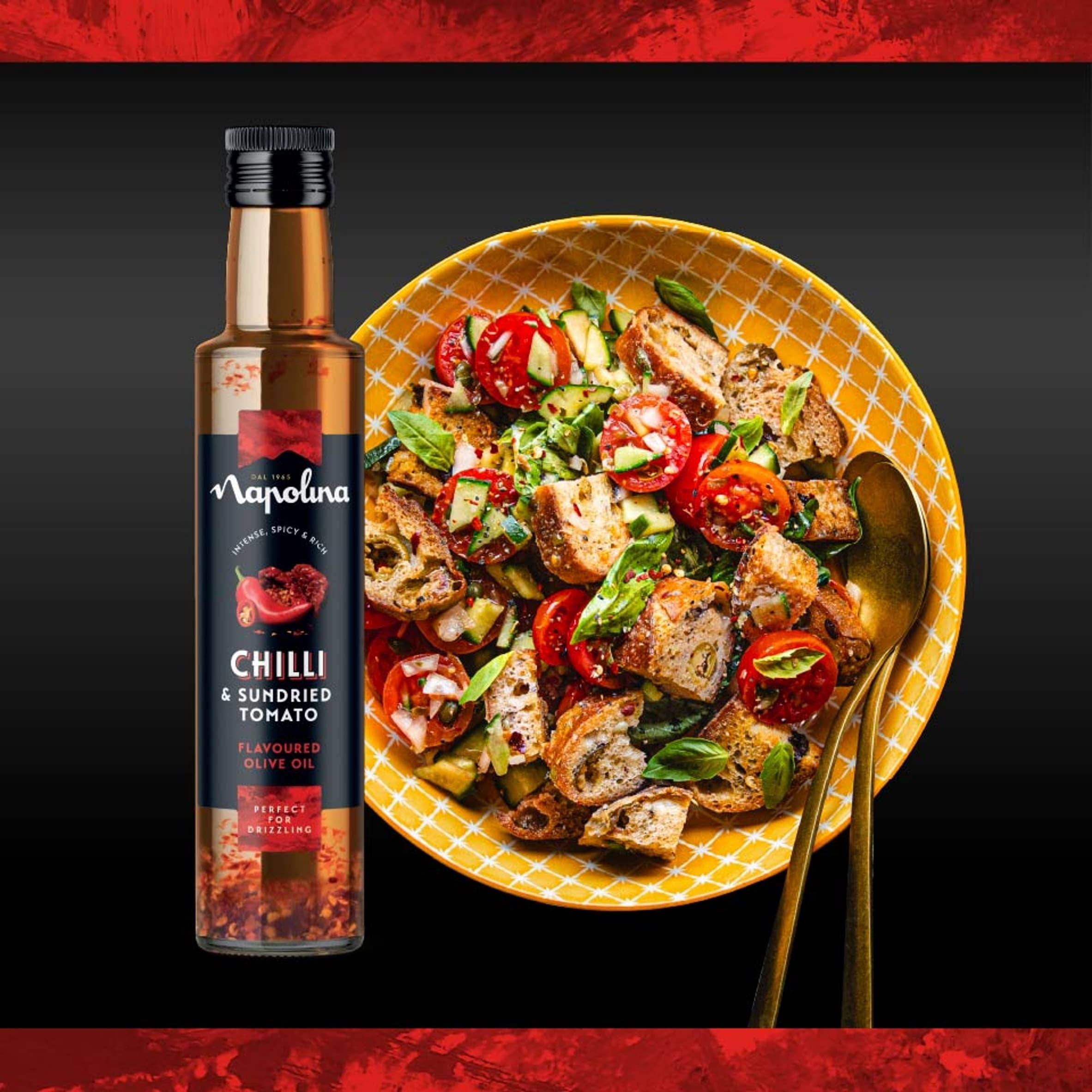 Napolina Chilli & Sundried Tomato Flavoured Olive Oil 250ml, Imported from Britain