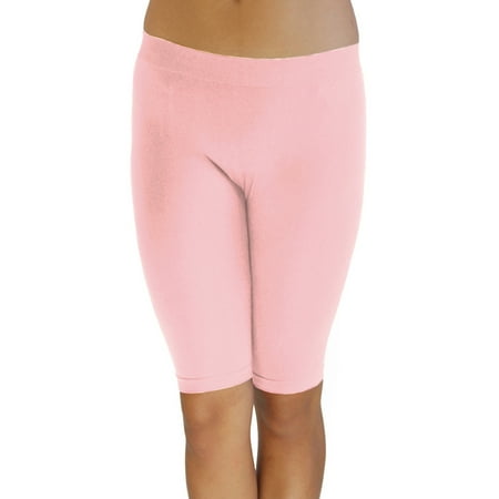 Vivian's Fashions Legging Shorts - Biker Length, Misses Size (Pink,