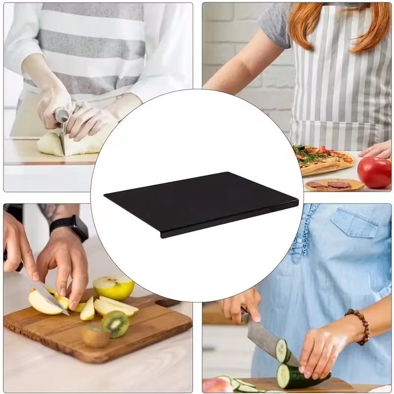 EVER BETTER Large Acrylic Cutting Board with Lip Non Slip 17.5"L x 13.4"W Black Cutting Board Chopping Acrylic Countertop Protector Cover Shatter Resistant for Home Restaurant Kitchen Sink Stove