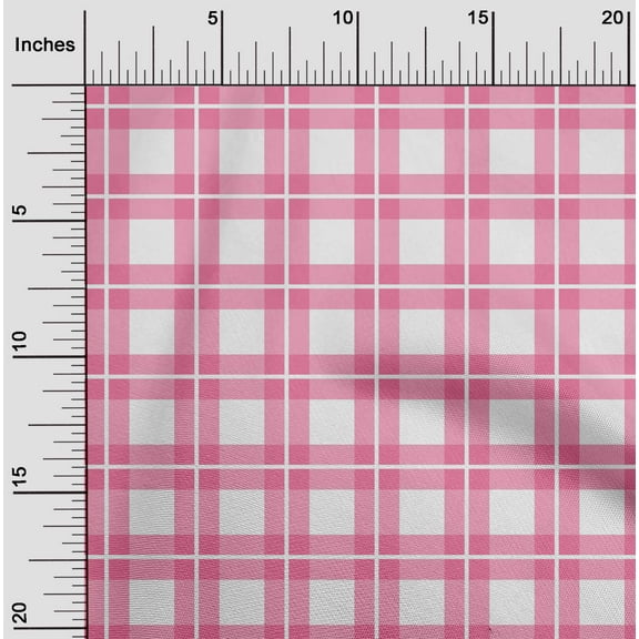 oneOone Cotton Poplin Twill Pink Fabric Gingham Check Fabric For Sewing Printed Craft Fabric By The Yard 56 Inches Wide