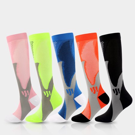 DNAKEN (5 pairs) Compression Socks for Women & Men Circulationis Best Support for Athletic Running,Hiking,Nursing support hose for women compression womens compression socks