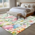 thumbnail image 4 of Large Area Rugs for Living Room Bedroom, Easter 6'x9' Rug Washable Carpet Runner Indoor Outdoor, Spring Rabbit Feet Wildflowers Eggs Green Lattice Non Slip Floor Mats Rug for Kitchen, Playroom, 4 of 8