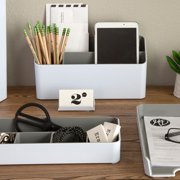 Fusion Stackable 4-Pack Trays, White with Gray Interior