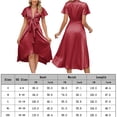thumbnail image 2 of Vestido de mujer A Line Bow V Neck Vestidos casuales Moda para cóctel (Vino rojo S) FLhrweasw Para estrenar, 2 of 8