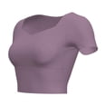 thumbnail image 4 of ZyeKqe Women's Workout Tops Built in Bra Yoga Top Short Sleeve Crewneck Crop Top Quick Dry Athletic Tees, 4 of 4