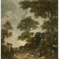 thumbnail image 2 of Jurriaan Andriessen 12x12 Gold Ornate Wood Frame and Double Matted Museum Art Print Titled - Wallpaper Painting of a Dutch Landscape with a Sandy Road (C. 1776), 2 of 4