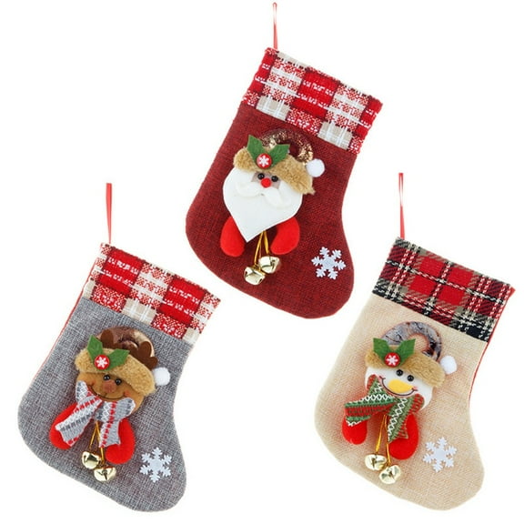 Christmas Stocking Charm Gift Stocking Cozy Santa Snowman Reindeer Printed Classic Knit Christmas Stocking Personalized Xmas Hanging Decoration Home Farmhouse Fireplace Christmas Decor