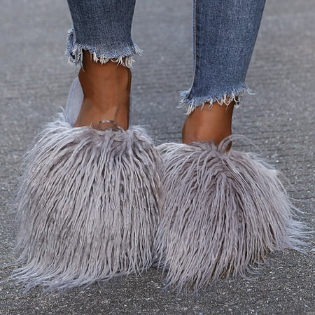 

〖Yilirongyumm〗 Grey 40-41 Slippers For Women Pure Women s Thermal Plush Winter Casual Intdoor Color Breathable Shoes Slippers Fashion Women s Slipper