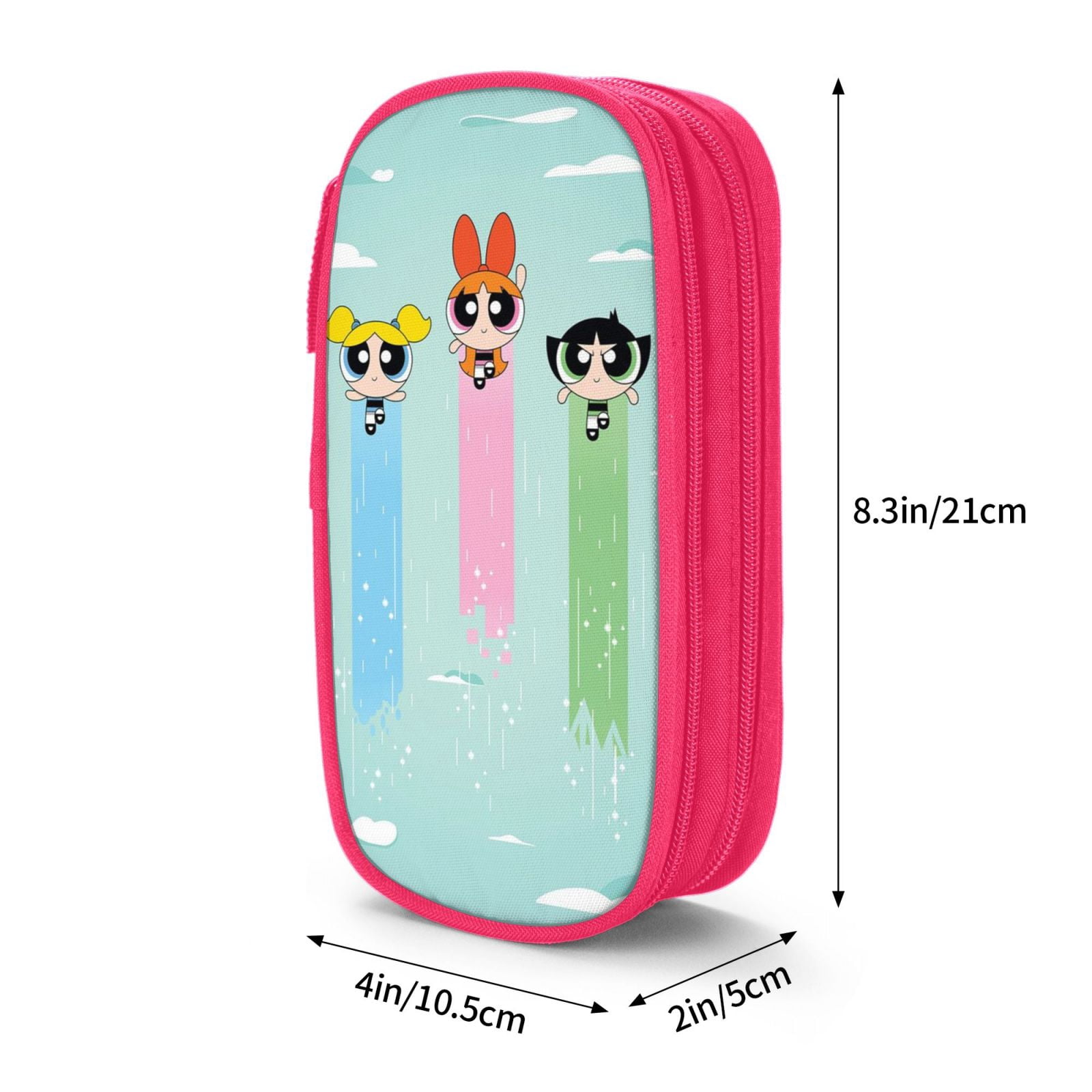 The Powerpuff Gi-rls Pencil Case Large Capacity Pencil Pouch Penbag Office Stationery Organizer Travel Makeup Bag Pink