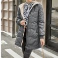 thumbnail image 2 of Wutalume Women's Solid Color Thick Long Sleeve Fashion Coat Jacket with Geometric Wave Hood, Mid Length Plush Insulated Coat for Cold Weather Comfort,Gray 2XL, 2 of 5