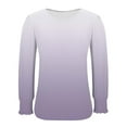 thumbnail image 4 of Htigea Women's Crew Neck T Shirts Casual Long Sleeve with Smocked Cuffs Gradient Color Pullover Tunic Tops Purple XL, 4 of 6
