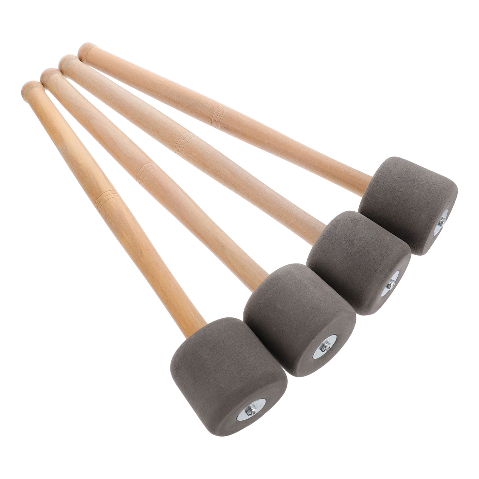 QIFULL 4Pcs Bass Drumsticks Ergonomic Drumstick Set with Grey Foam and Wood for Music Performance