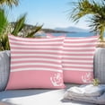 thumbnail image 5 of Vintage Anchor Texture Outdoor Pillow Covers Set of 2 Pink Stripes Geometric Classic Waterproof Throw Pillow Case Decorative Square Cushion Cover for Patio Couch Garden Balcony, 18"x18", 5 of 9