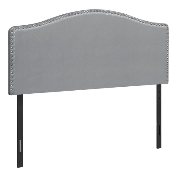 Monarch Specialties Bed, Headboard Only, Queen Size, Bedroom, Upholstered, Pu Leather Look, Grey, Transitional