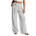 thumbnail image 2 of Ynynloco Women's Cotton Striped Wide Leg Pants Comfy Pajama Pants High Waist Wide Leg Lounge Pants Lightweight Loose PJ Bottoms, 2 of 6