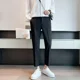 thumbnail image 2 of Pantalones de verano negros para hombre, pantalones de traje de sastrería social de negocios para hombre, ropa de trabajo de moda recortada 9, ropa formal de diseñador de lujo, 2 of 5