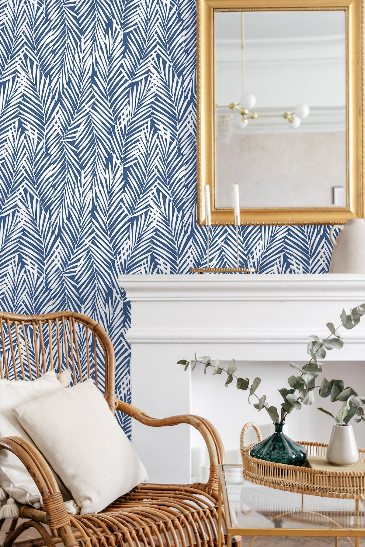 Stacy Garcia Home Coastal Blue Mod Palm Peel and Stick Wallpaper