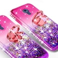 thumbnail image 4 of SOGA Diamond Glitter Bling Liquid Floating Quicksand Cute Girl Phone Case Compatible for Motorola Moto G7 Power Case, with Metal Ring for Magnetic Car Mounts Include Lanyard - Purple on Pink, 4 of 5