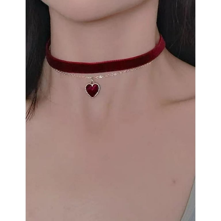 Red 3D Flower Choker - Choker Necklace - Y2K Choker Necklace - Lulus