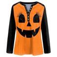 thumbnail image 7 of Godom Women's Halloween Long Sleeve V Neck Shirt Funny Graphic Top Fall Casual Loose Holiday T-Shirt, 7 of 7