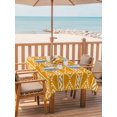 thumbnail image 2 of Outdoor Tablecloth with Umbrella Hole for Patio/Picnic/Party/Camping, Yellow Boho Waterproof Table Cloth Rectangle Table Cover Washable, Abstract Geometric Bohemia Ethnic Striped (60"x 102"), 2 of 8