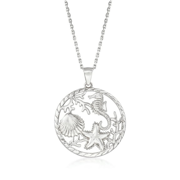 Ross-Simons Sterling Silver Sea Life Pendant Necklace, Women's, Adult