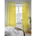 thumbnail image 3 of Yellow Abstract Art Sheer Curtains 96 Inch Long 2 Panels, Vintage Linen Greek Key Geometric Light Filtering Rod Pocket Semi Sheer Curtains, Sheer Voile Drapes for Living Room Bedroom, 52"x96", 3 of 5