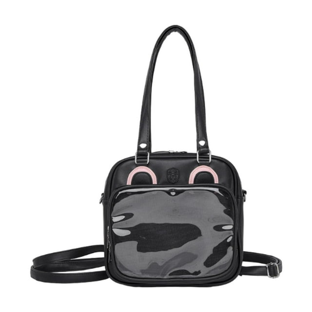 Bolso de hombro ajustable Ita Bag, bolso de hombro informal con ventana transparente para broche Negro