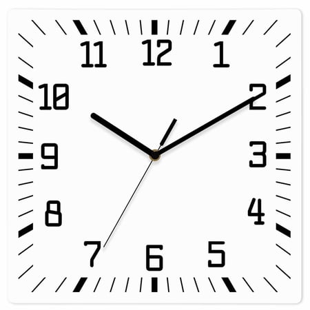 Pure White Wooden Wall Clock Silent Non Ticking, Simple Solid Color Square Wall Clocks Battery Operated, Decor Clock for Home Office, Living Room, Kitchen, 10 Inch