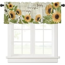 Kitchen Curtain Valance for Kitchen and Bathroom Room Darkening Rod Pocket Window Treatment Valance,Sunflowers Live Simply Laugh Often Love Deeply Old Newspaper 1 Panel, 54 x 18 Inch
