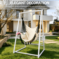 thumbnail image 6 of Hammock Chair Hanging Rope Swing & Stand Set with Two Holders, Heavy Duty Hanging Stand with Three Hooks, Multi-Use for Indoor Outdoor Patio Yard Garden (White), 6 of 7