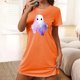 thumbnail image 1 of Camisón corto de talla grande para mujer, camisón de manga corta con estampado de pecho a la moda, camisón para mujer, 1 of 5