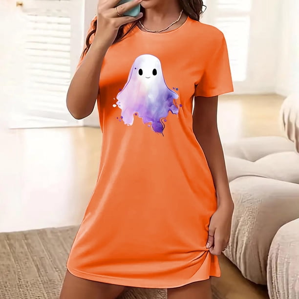 Camisón corto de talla grande para mujer, camisón de manga corta con estampado de pecho a la moda, camisón para mujer