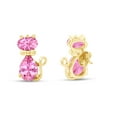 thumbnail image 3 of AFFY Pear & Oval Shape Simulated Tourmaline Cute Animal Kitty Cat Stud Earrings In 14k Yellow Gold Over Sterling Silver, 3 of 5