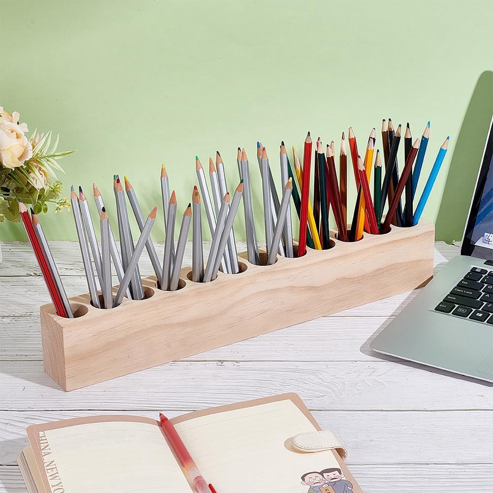 Wooden Colored Pencil Holder Crayon Holder with 12 Holes Pencils Organizer Storage for Storage Caddy Case Pen Holder for Colored Pencils Markers Crayons Desk Accessories diy
