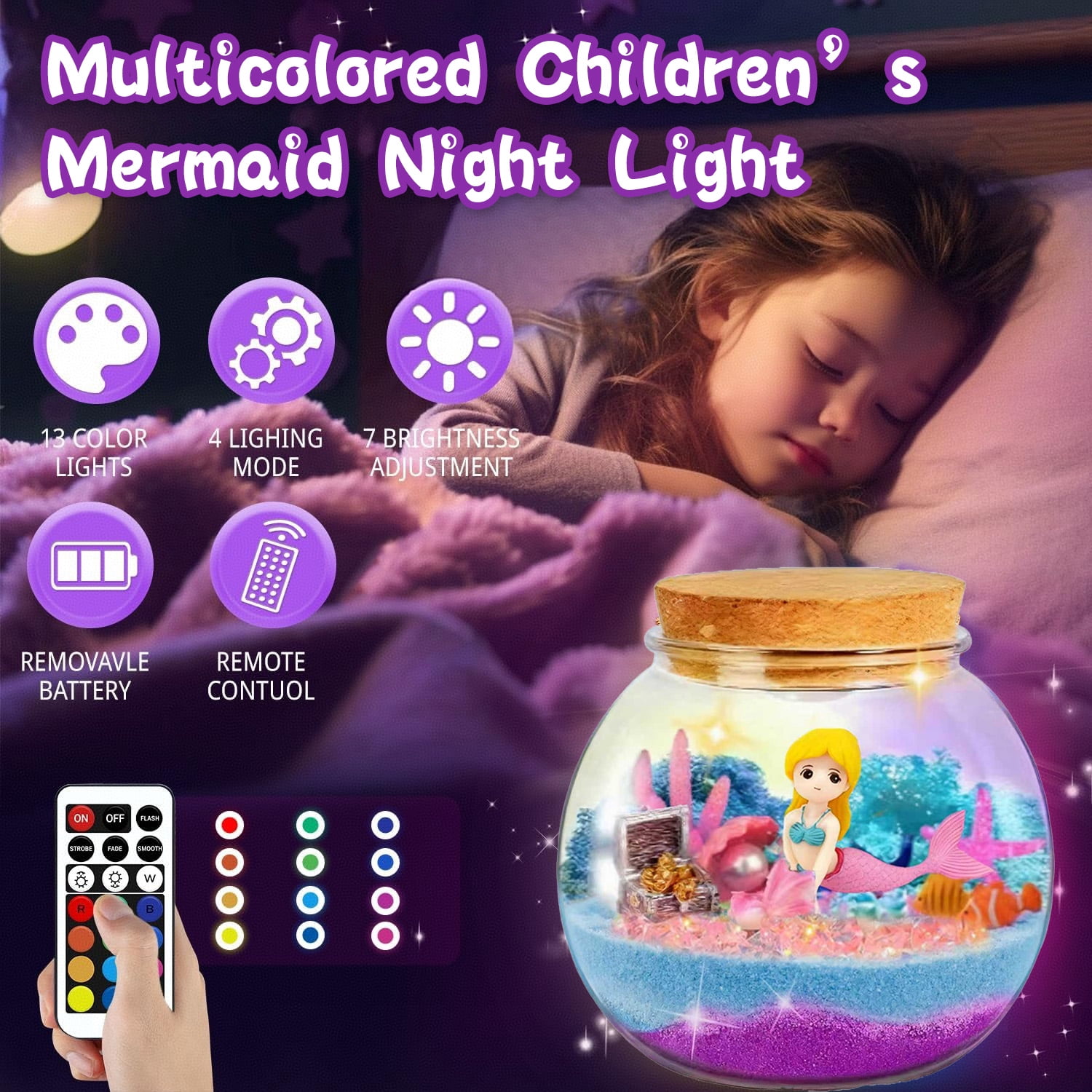LINXUXIE Mermaid Terrarium Craft Kit for Kids, DIY Arts Set & Remote Mermaid, Birthday Gifts for 4 5 6 7 8 Year Old