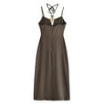thumbnail image 3 of Summer Dresses for Women Ladies Sleeveless Solid Neck Hollow Chest Tube Top Style Suspender V-neck Dress Loose Flowy Beach Sundress, 3 of 3