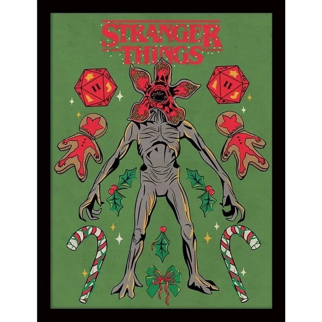 Stranger Things - Póster Demogorgon Navidad (Verde, Rojo, Gris)