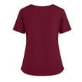 thumbnail image 4 of Resivox Women Scrubs Tops Plus Size Basic Scrubs Stretchy V-Neck Scrub Shirts Medical Scrub Tops Nurse Uniforms Med Couture Scrubs Wine L, 4 of 5