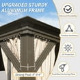 thumbnail image 3 of Domi Ourdoor Living 24ft×14ft Hardtop Gazebo,Aluminum Frame Canopy Galvanized Steel with Double Roof,Permanent Outdoor Metal Pavilion with Curtains & Netting for Patio,Backyard & Lawn,Brown, 3 of 9