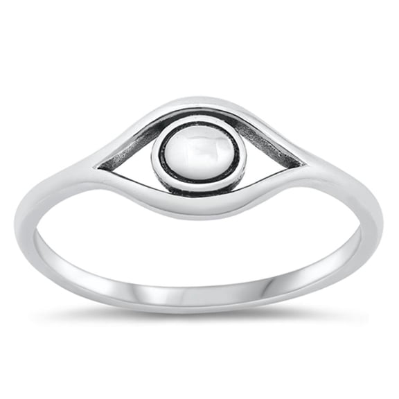 Evil Eye Ring .925 Sterling Silver Band Jewelry Female Male Unisex Size 2