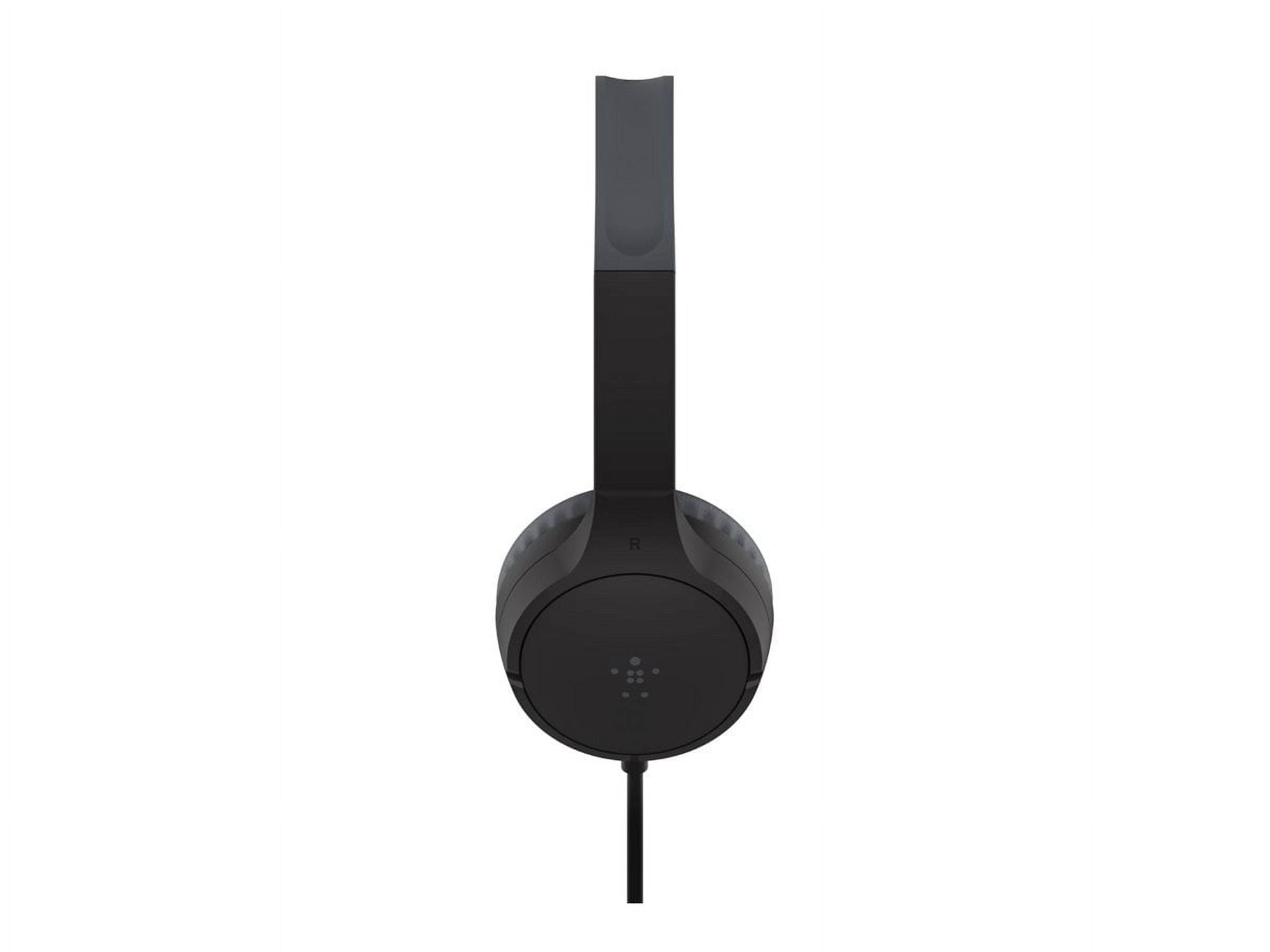 Belkin SoundForm Mini Kids Wired Headphones – Built-in Mic, 85dB Safe Volume, Fun Stickers, Ideal for Online Learning, Works with iPhone 15, iPad, Galaxy, Nintendo Switch 2 & more – Black