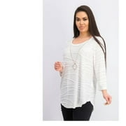 JM Collection Women's Wavy Textured Knit Top White Size Large