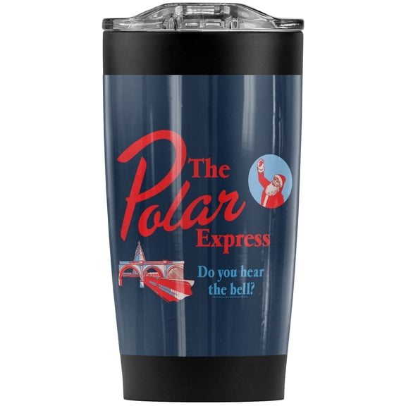 The Polar Express/Hear The Bell Stainless Steel Tumbler 20 oz Coffee Travel Mug/Cup, Vacuum Insulated & Double Wall with Leakproof Sliding Lid | Great for Hot Drinks and Cold Beverages